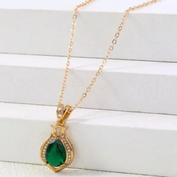 Aqua Sparkle Cubic Zirconia Water Drop Necklace - Picture 3 of 7